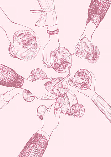 Friends Toasting Cocktails Art Print