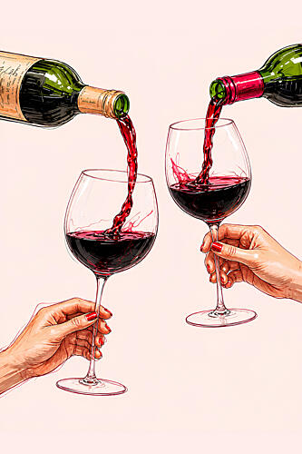 Pouring Red Wine Glasses Art Print