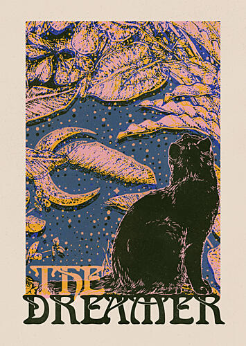 Black Cat Dreamer Art Print by Katariina Kosunen