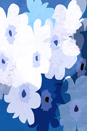 Shades of Blue Blooms Impressionniste reproduction