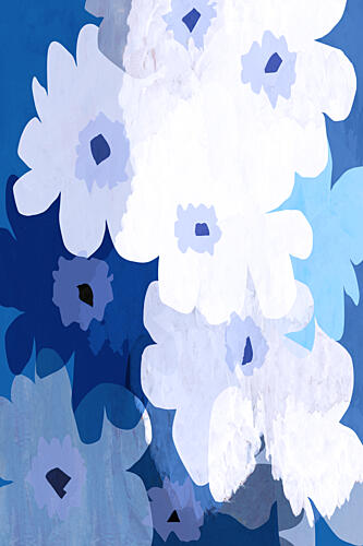 Modern Blue Blooms Moderne reproduction