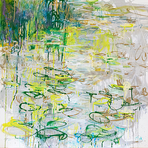 Vibrant Lily Pond Moderne reproduction