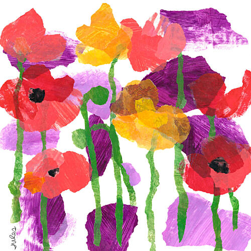 Vibrant Abstract Poppies Art abstrait reproduction
