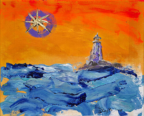 Lighthouse Golden Star Océan reproduction