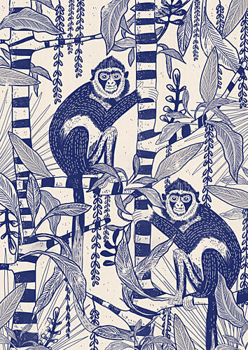 Jungle Monkeys Pattern Art Print