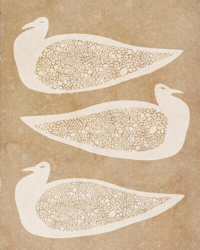Earthy Patterned Birds Art déco reproduction