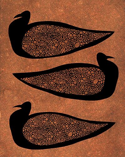 Earthy Bird Silhouettes Art déco reproduction