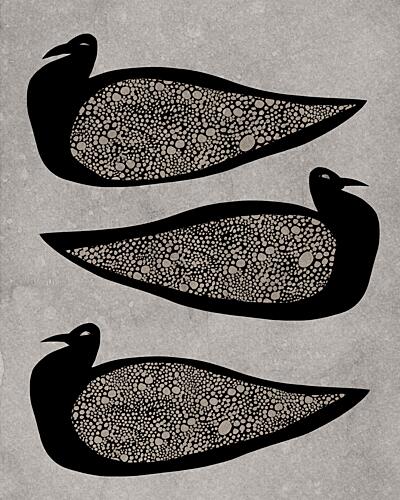 Three Patterned Birds Art déco reproduction