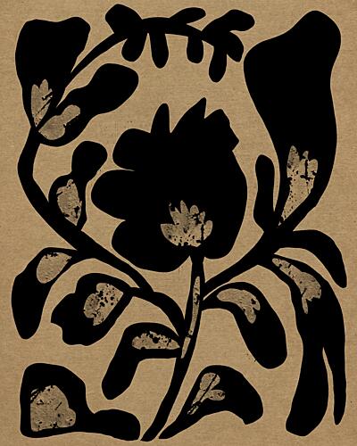 Black Botanical Silhouette Art déco reproduction