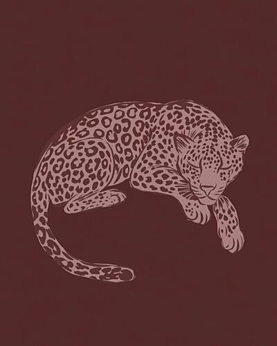 Peaceful Leopard Slumber Art déco reproduction