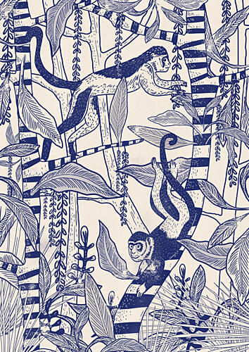 Lively Jungle Monkeys Art déco reproduction