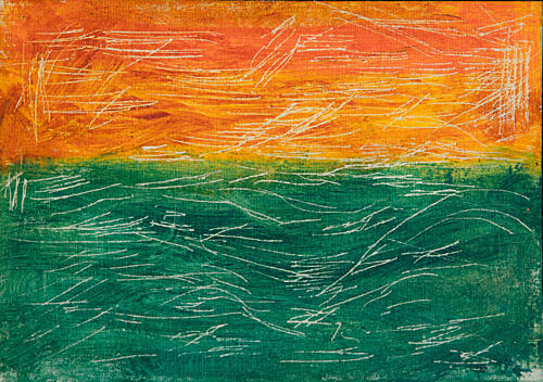 Orange Green Horizon Art déco reproduction