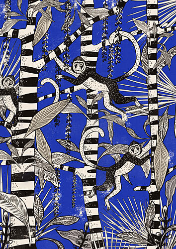 Playful Jungle Monkeys Art déco reproduction