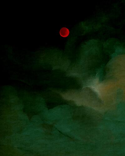 Mysterious Red Moon Art abstrait reproduction