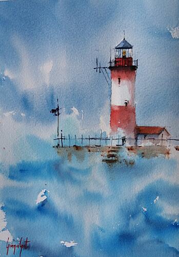 Coastal Lighthouse Serenity Art déco reproduction