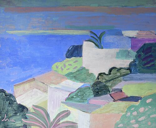 Vibrant Mediterranean Coast Art Print by Iria Fernandez