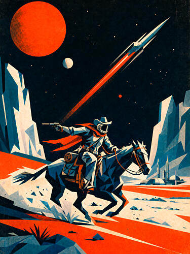 Space Cowboy Ride Art Print