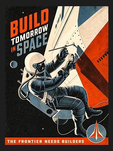 Retro Space Builder Art Print