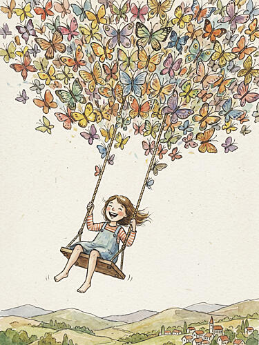 Joyful Butterfly Swing Art Print