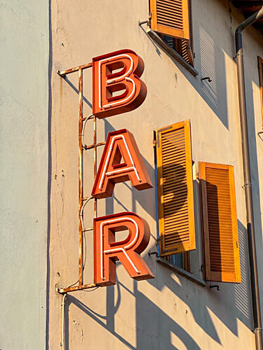 Warm Sunlit Bar Sign Art Print