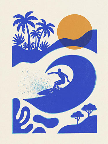 Surfer on Tropical Wave Océan reproduction