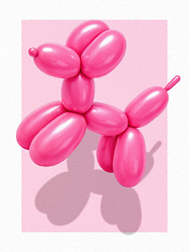 Pink Balloon Poodle Moderne reproduction