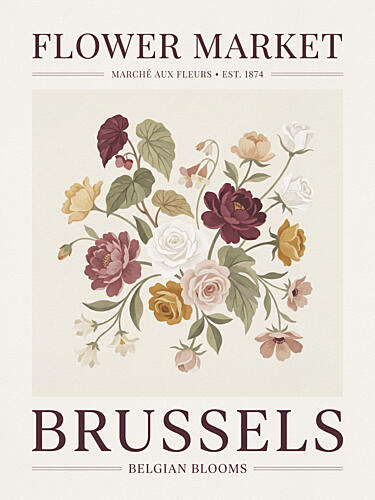 Brussels Flower Market Blooms Art déco reproduction