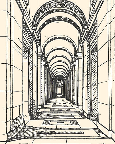 Grand Hallway Arches Géométrique reproduction