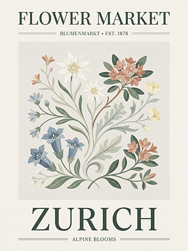 Alpine Blooms Flower Market Art déco reproduction