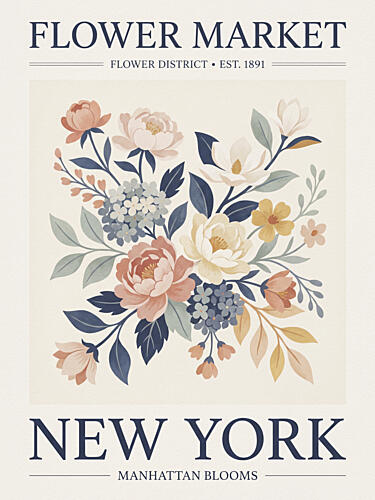 New York Flower Market Art Print