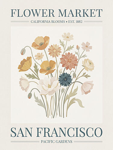 San Francisco Flower Market Art nouveau reproduction