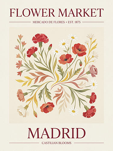 Madrid Flower Market Art Print