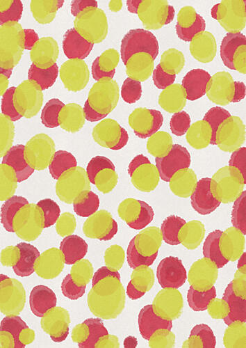 Vibrant Red Yellow Dots Art abstrait reproduction