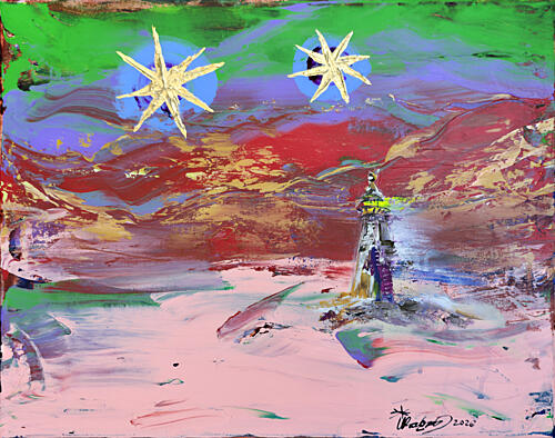 Abstract Lighthouse Stars Art abstrait reproduction