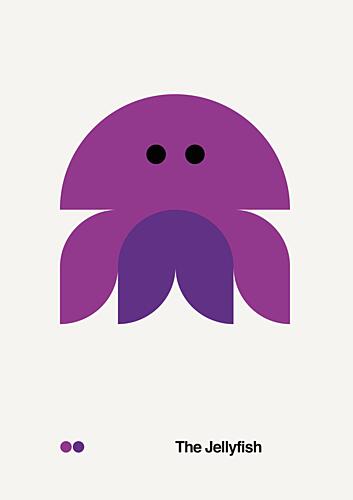 Playful Purple Jellyfish Art abstrait reproduction