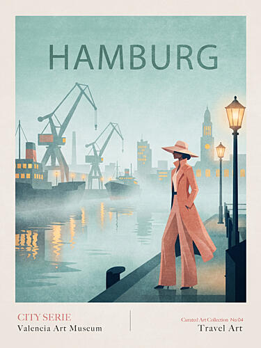 Elegant Woman Hamburg Port Mode reproduction