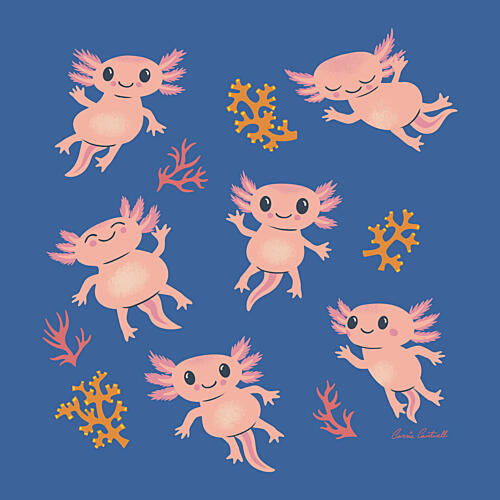 Cute Pink Axolotls Art Print