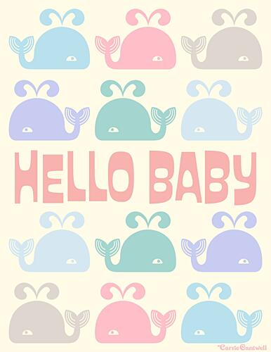 Hello Baby Whales Art Print