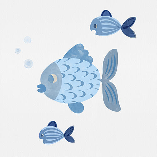 Blue Fish Family Océan reproduction