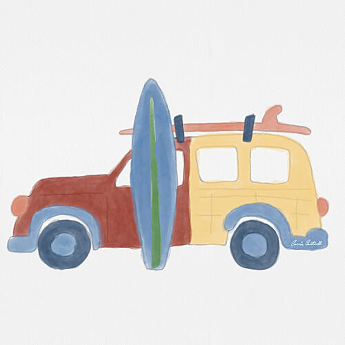 Retro Beach Surf Wagon Océan reproduction