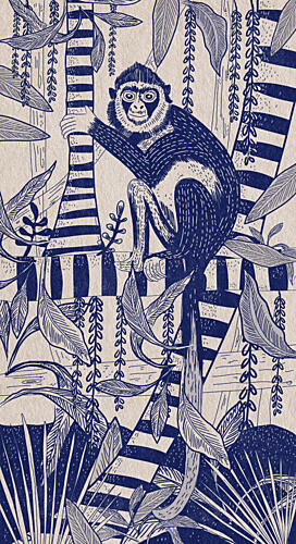 Tropical Striped Monkey Art Print by Nicholas