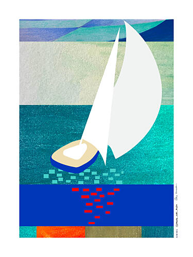 Modern Sailboat Serenity Océan reproduction