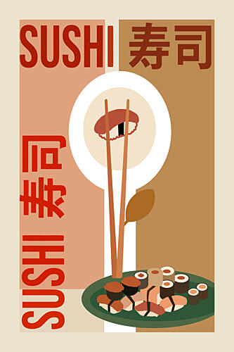 Modern Japanese Sushi Art japonais reproduction