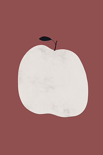 Minimalist White Apple Art Print by Danushka Abeygoda