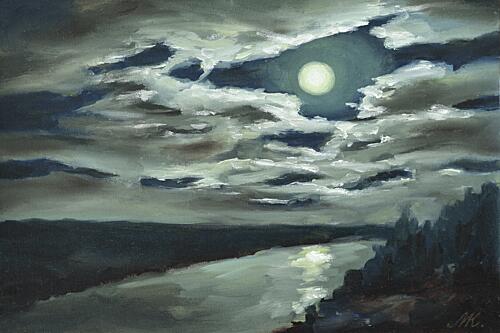 Moonlit River Serenity Art Print