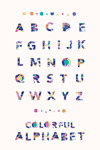 Colorful Abstract Alphabet Géométrique reproduction