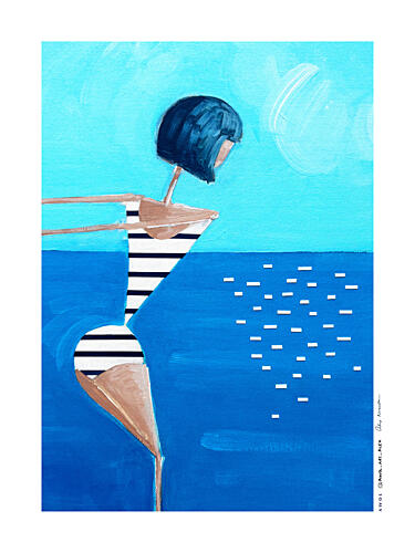 Diving Woman Océan reproduction