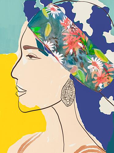 Woman in Floral Scarf Mode reproduction