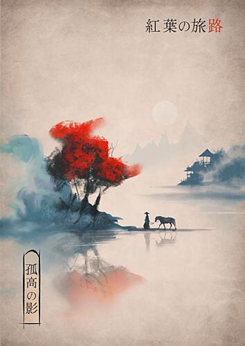 Red Autumn Journey Montagne reproduction