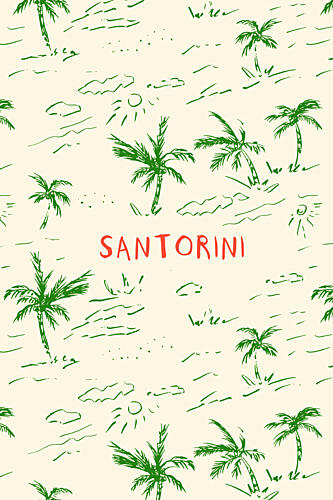 Santorini Tropical Pattern Plage reproduction